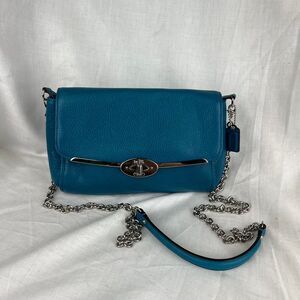 Vintage Coach Leather Crossbody Bag with Silver Chain Strap